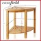Casafield Bamboo Corner Bench with Storage Shelf, 2-Tier Wooden Bathroom Shower Stool for Indoor or Outdoor Use